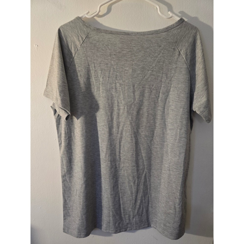 Leo Rosi Womens Heather Gray Henley Short Sleeve Raglan Top Size Large NWT - Picture 2 of 9